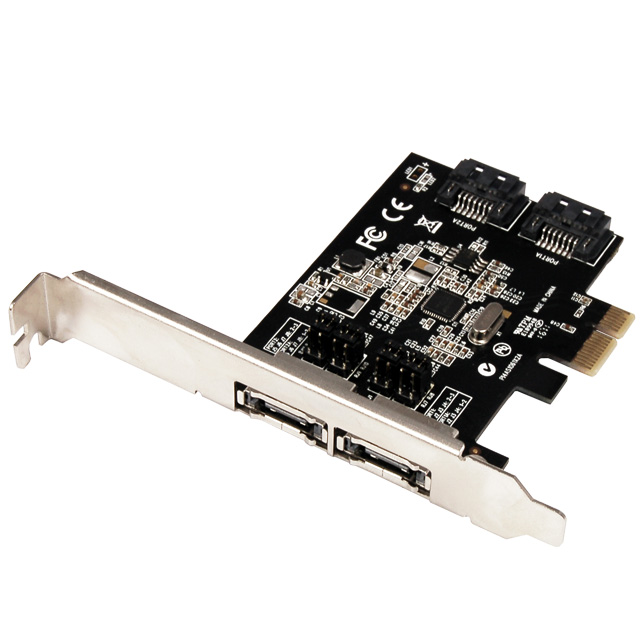 A-480 PCIe SATA 6G Card (2 Channels, 2 x ext. eSATA + 2x int. SATA Ports) w/ Cables